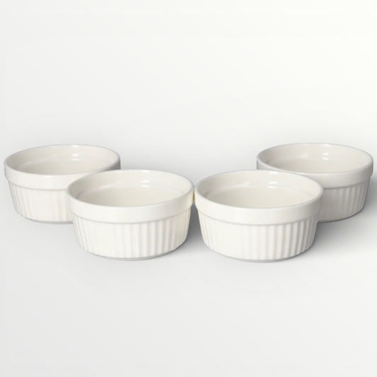 Beautiful Porcelain Dessert Ramekins Set of 4 – 160ml White Bowls