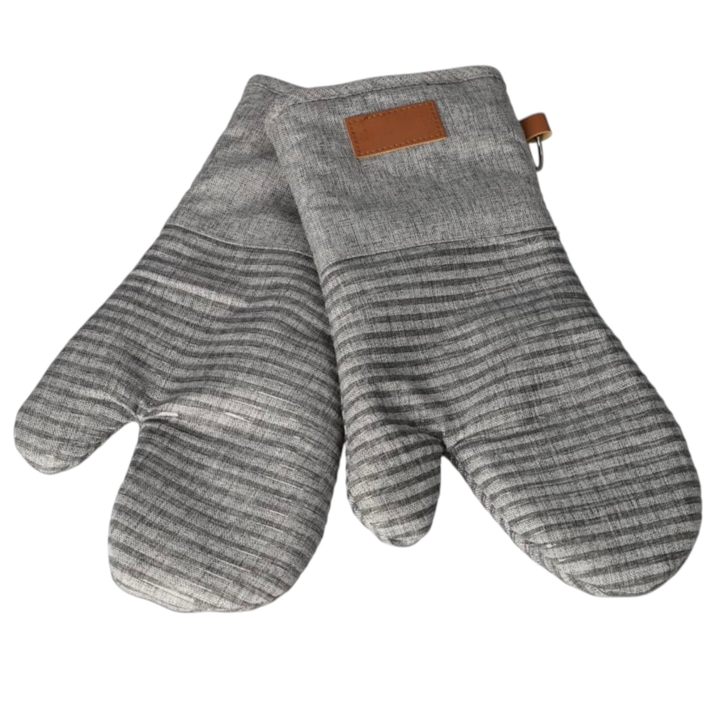Thick Pair of Heat Resistant Cotton Silicone Oven Mitts - Non Slip