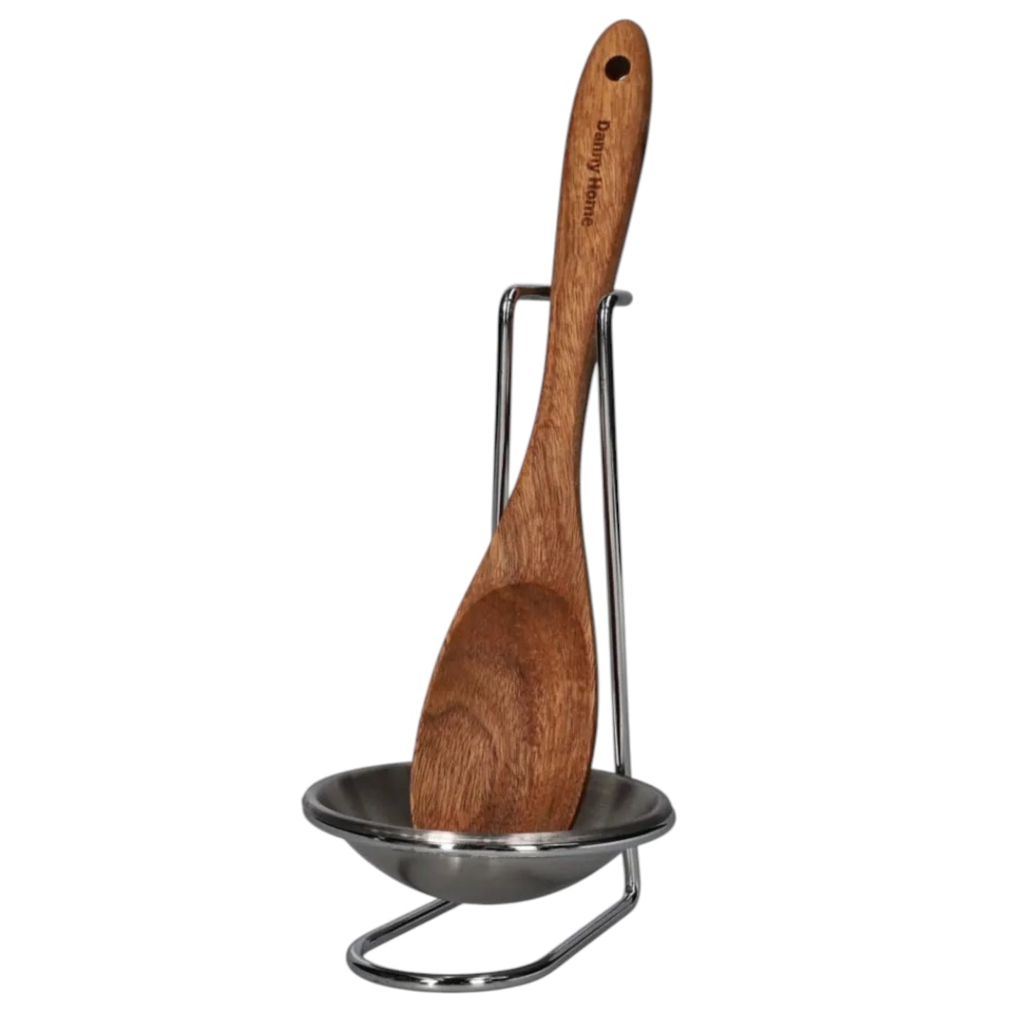 Stylish and Elegant Wooden Serving Spoon with Silver Stand and Drip Tra