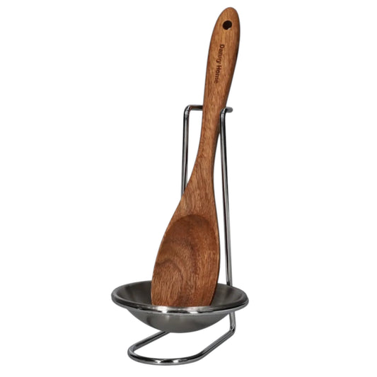 Stylish and Elegant Wooden Serving Spoon with Silver Stand and Drip Tra