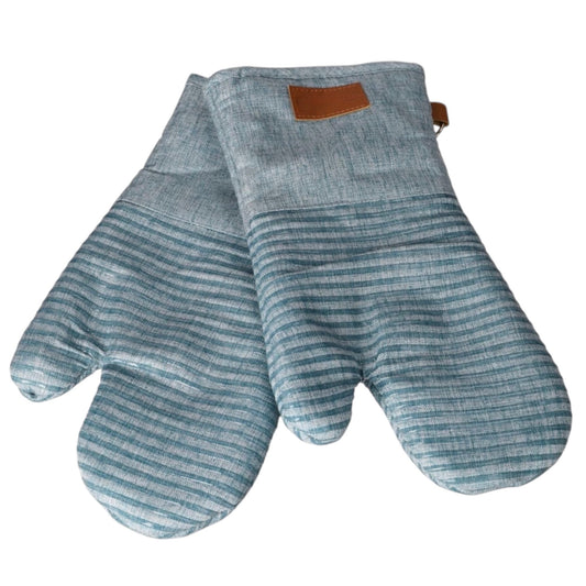 Thick Pair of Heat Resistant Cotton Silicone Oven Mitts - Non Slip