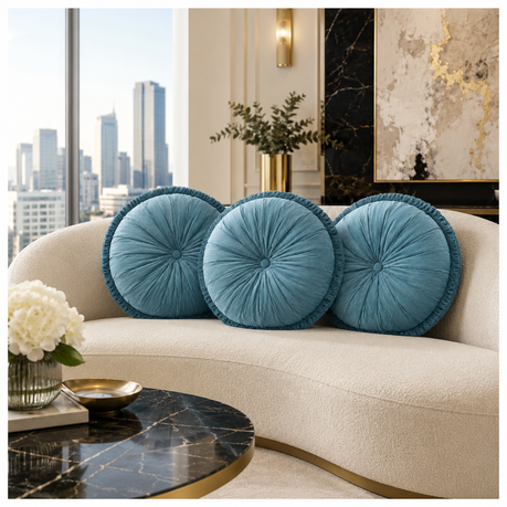 Elegant Round Velvet Scatter Cushion -43cm –Super Soft Throw Cushion