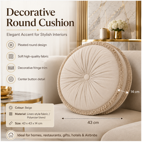 Elegant Round Velvet Scatter Cushion -43cm –Super Soft Throw Cushion