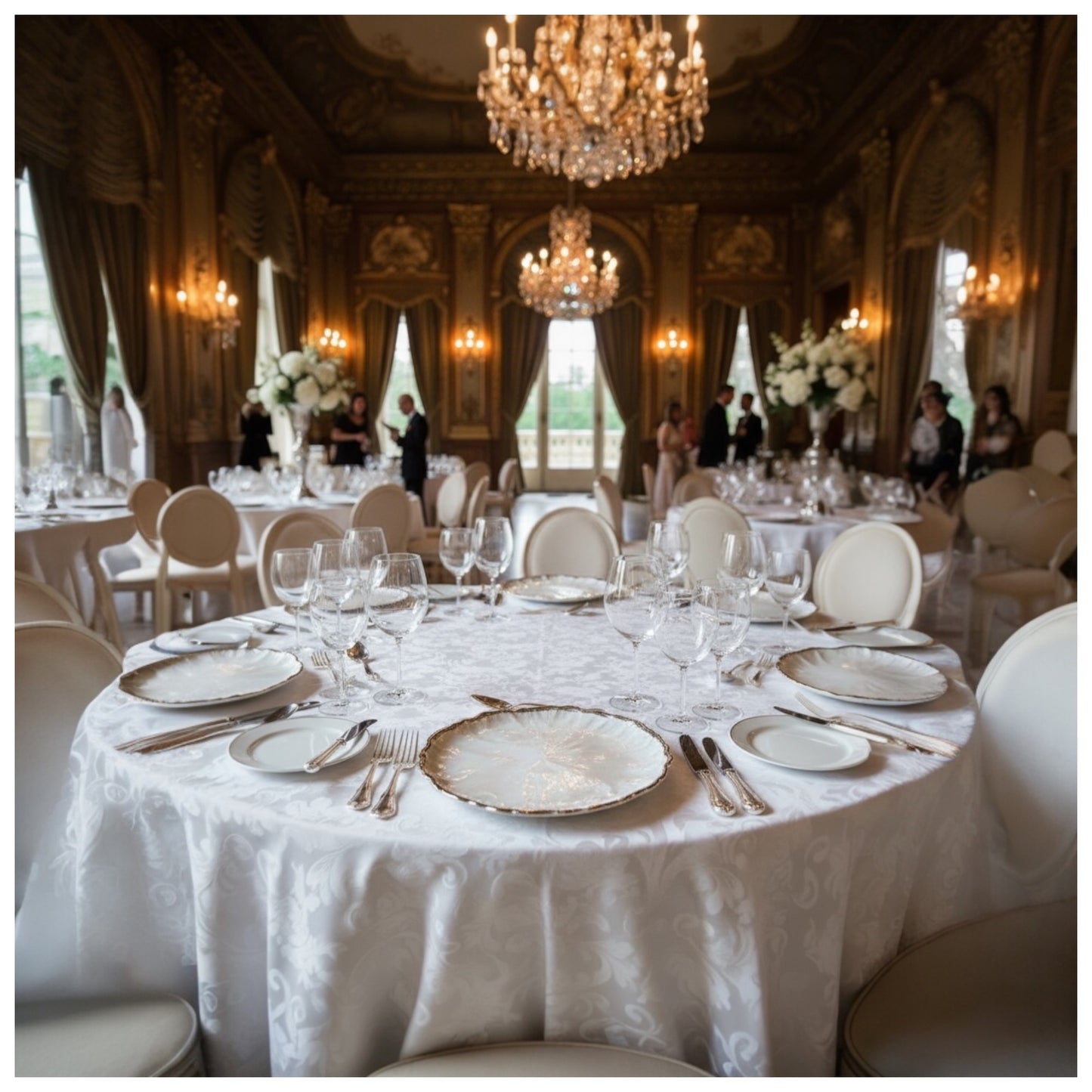 White Glass Flower Side Plate - 22cm