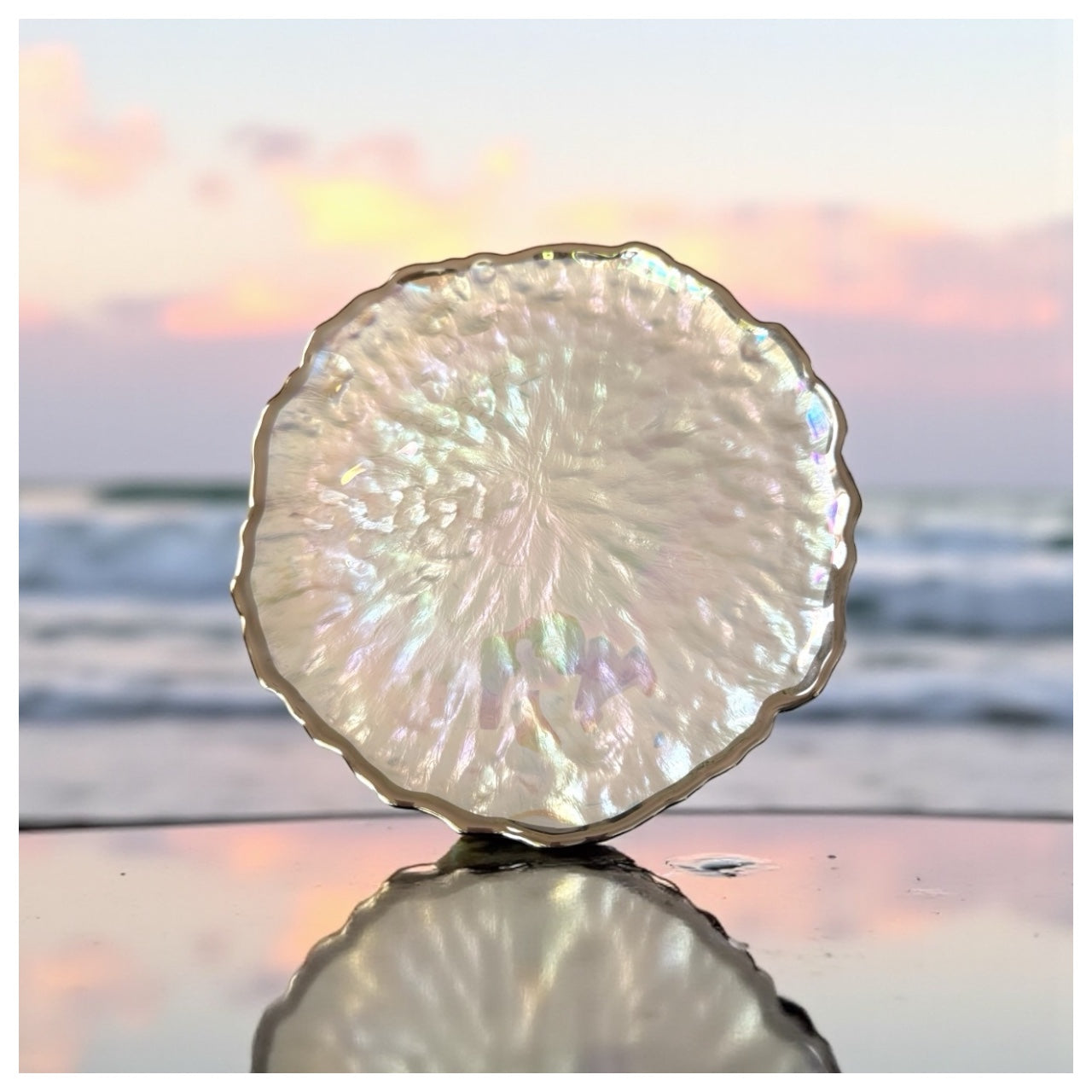 White Glass Flower Side Plate - 22cm