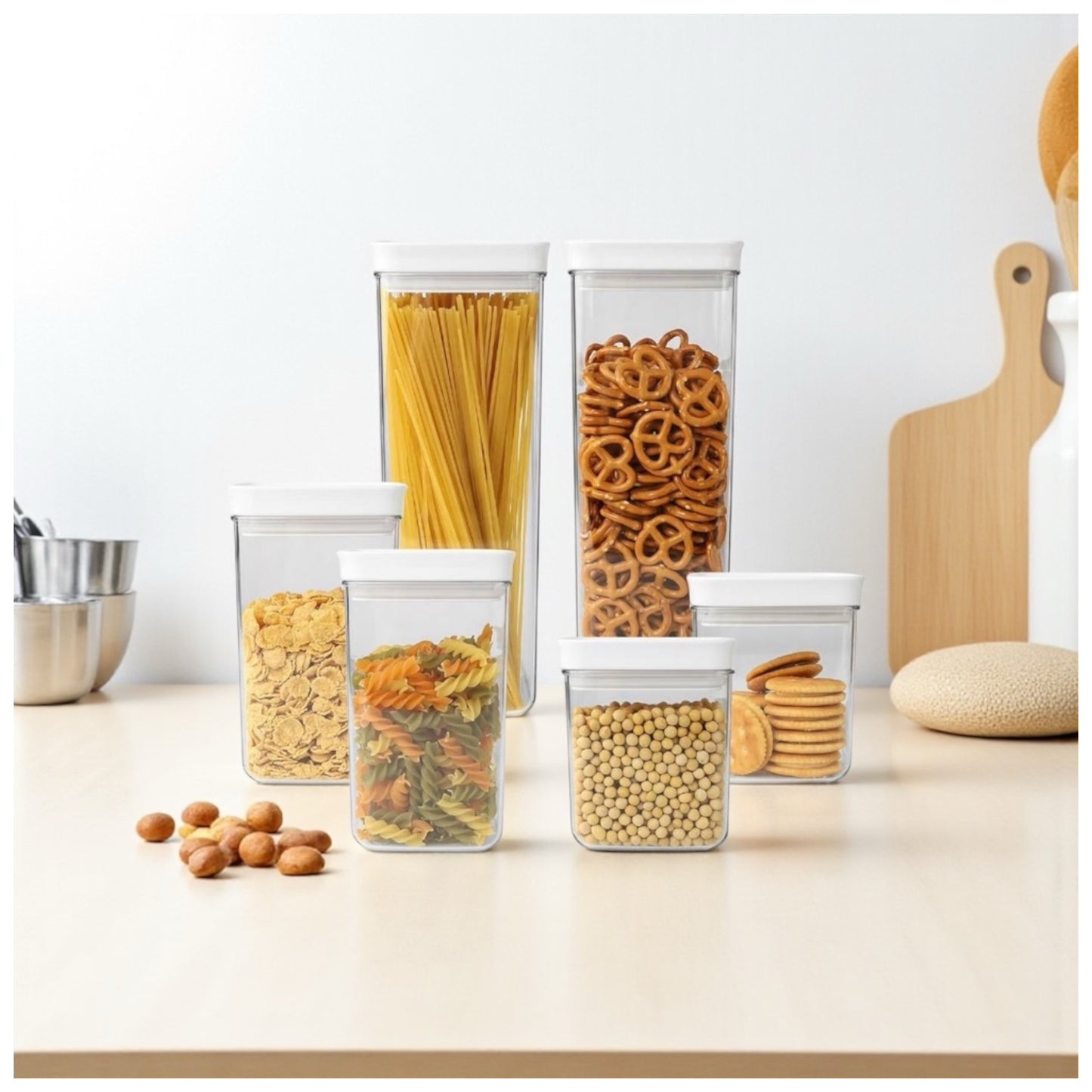 Modern Airtight Kitchen Storage Jar Set - 6 Piece
