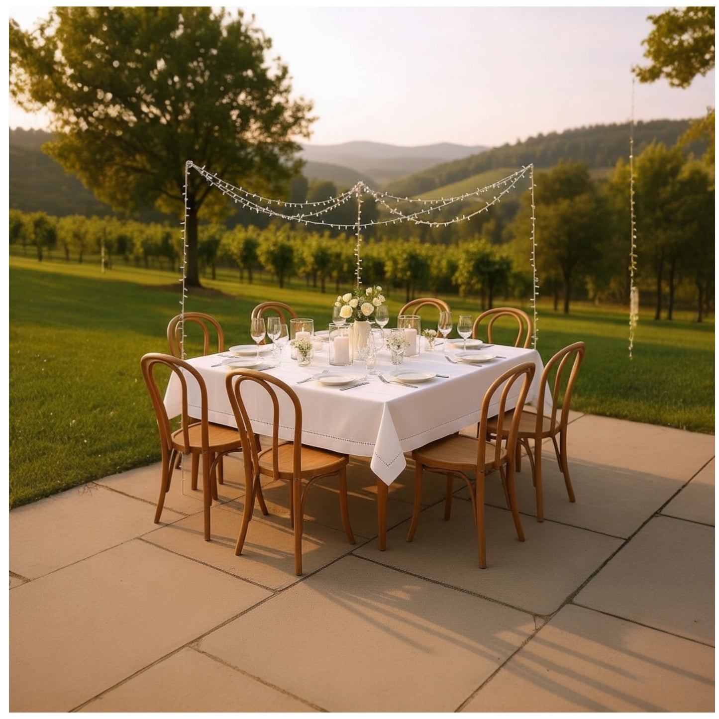 Luxury White Hemstitch Tablecloth-140cm x 180cm