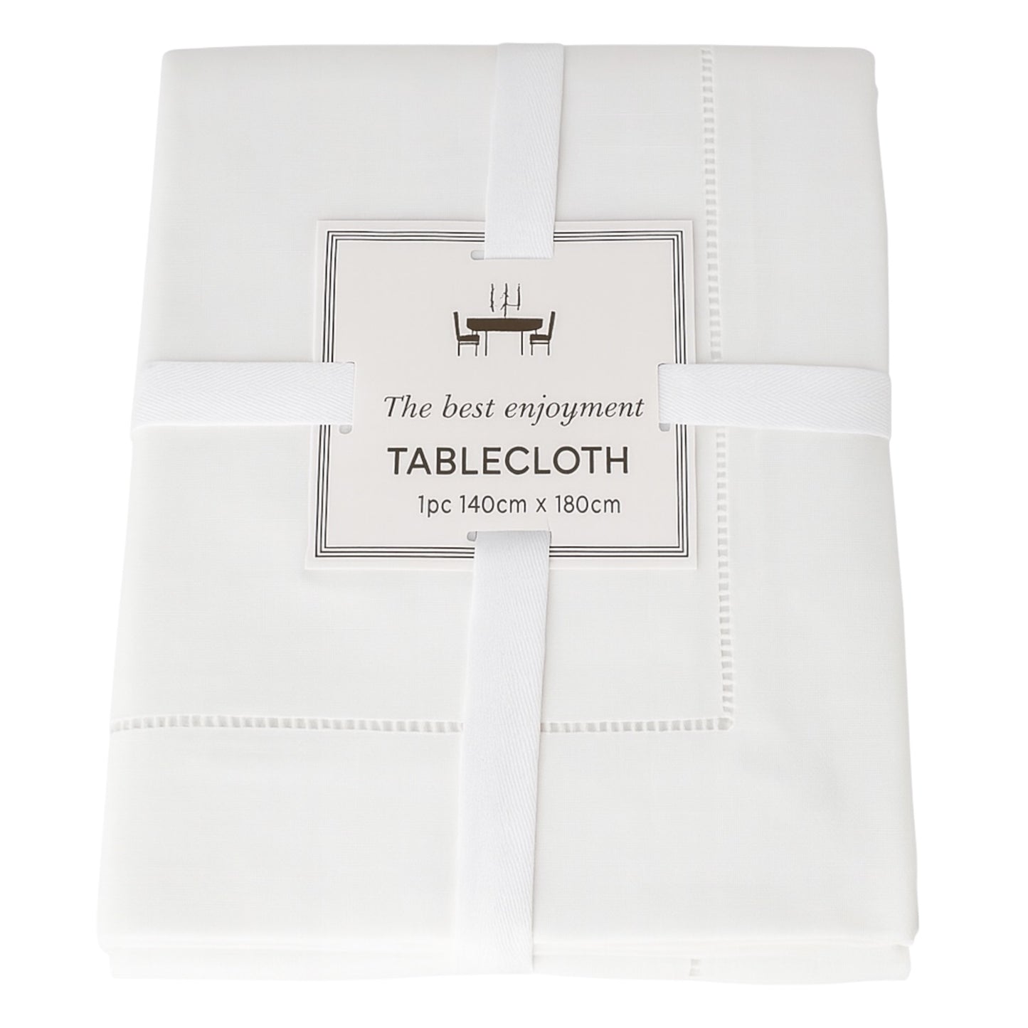Luxury White Hemstitch Tablecloth-140cm x 180cm