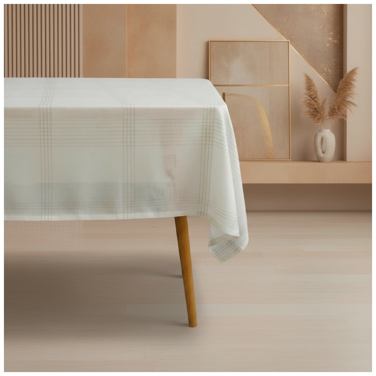 Luxury Woven Tablecloth - 160 × 220 cm (Gold-Thread Plaid Design)