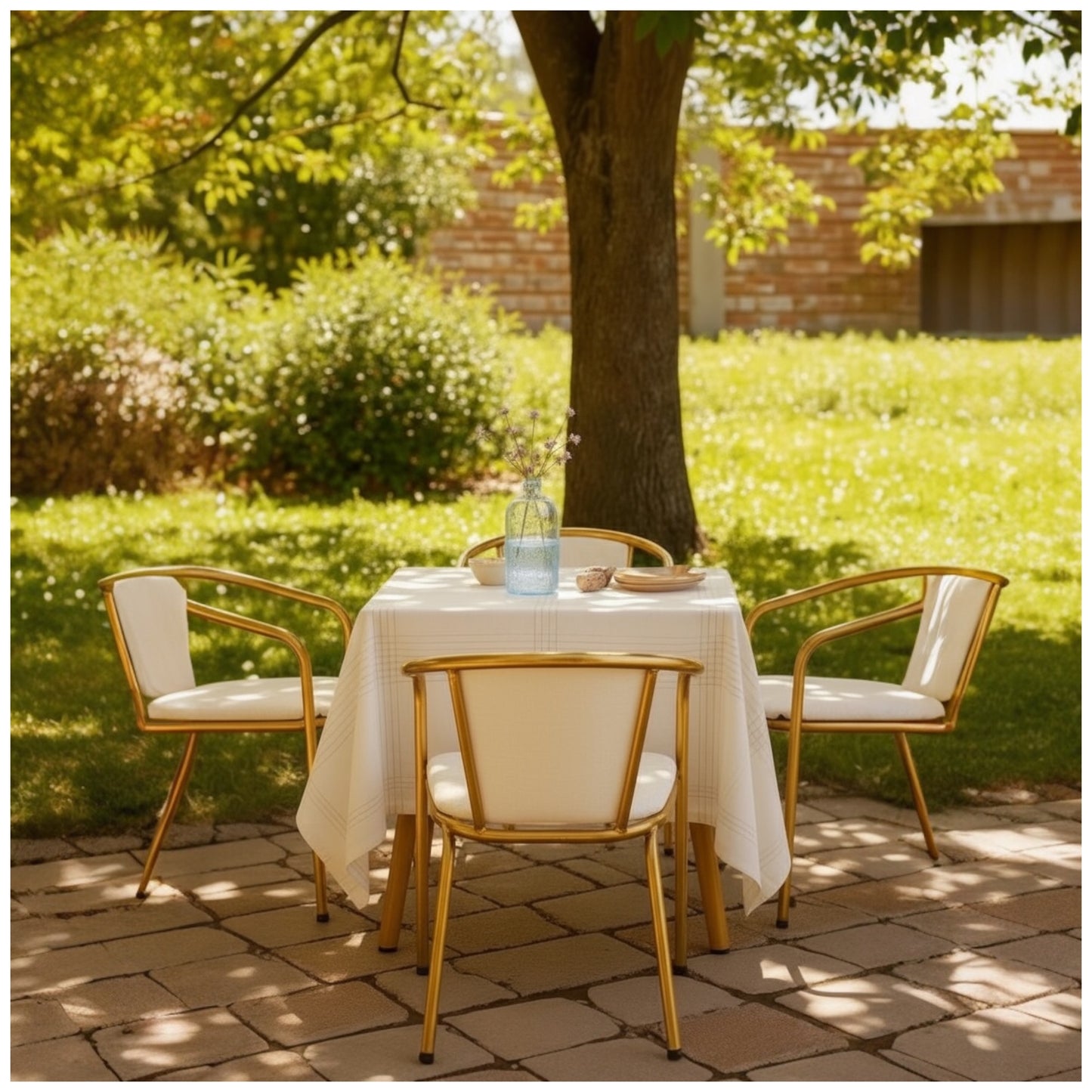 Luxury Woven Tablecloth - 160 × 220 cm (Gold-Thread Plaid Design)