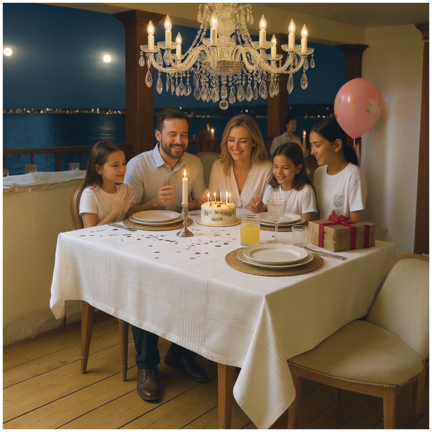 Luxury Woven Tablecloth - 160 × 220 cm (Gold-Thread Plaid Design)