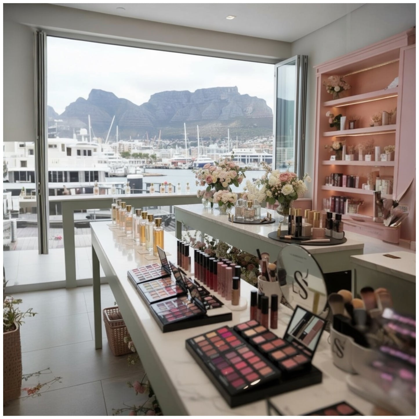 Midnight Slate Round Serving Tray With Metallic Gold Handles