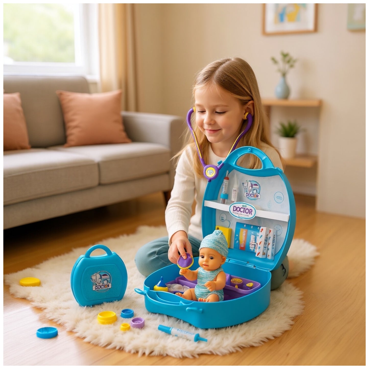 Toy Doctor Medical DIY Set – 21-Piece Play Kit with Baby Doll
