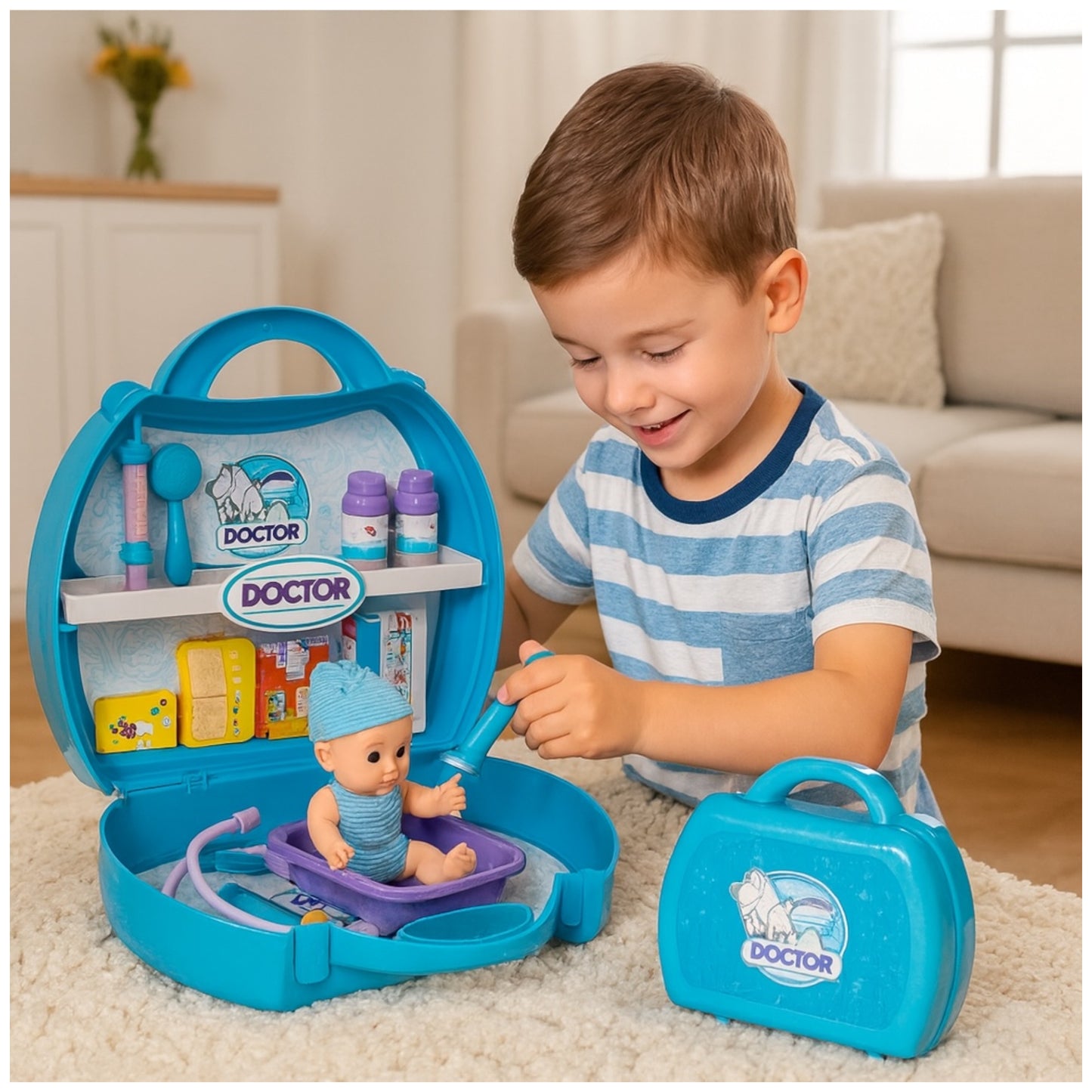 Toy Doctor Medical DIY Set – 21-Piece Play Kit with Baby Doll