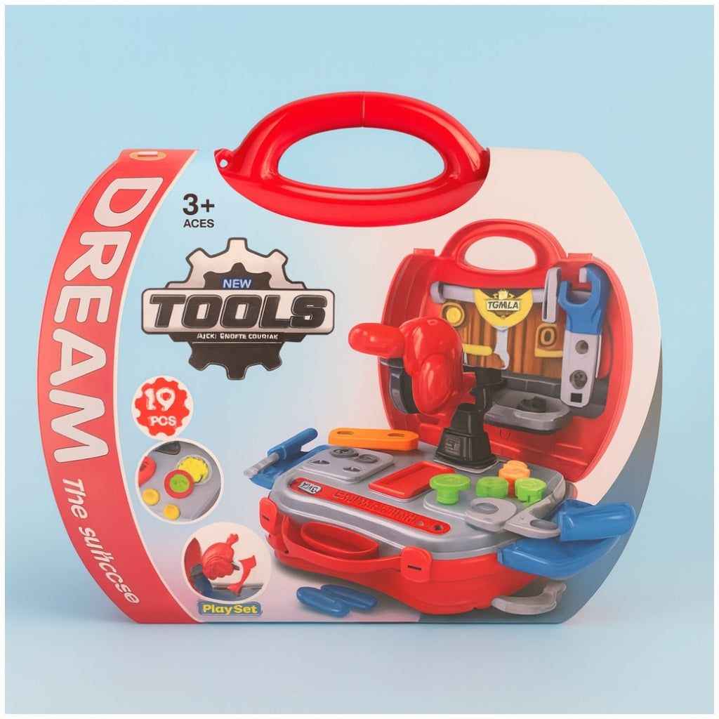 Toy 19-Piece Kids Tool Box Play Set – Portable Builder Kit with Carry Case | Ages 3+