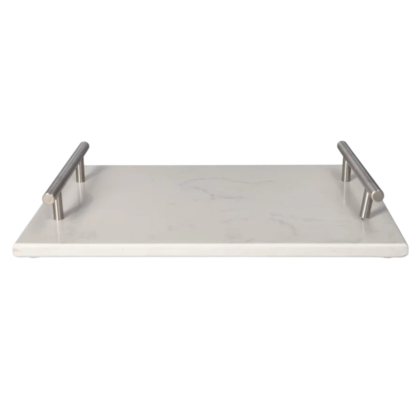 Marble Serving Tray With Silver Handles