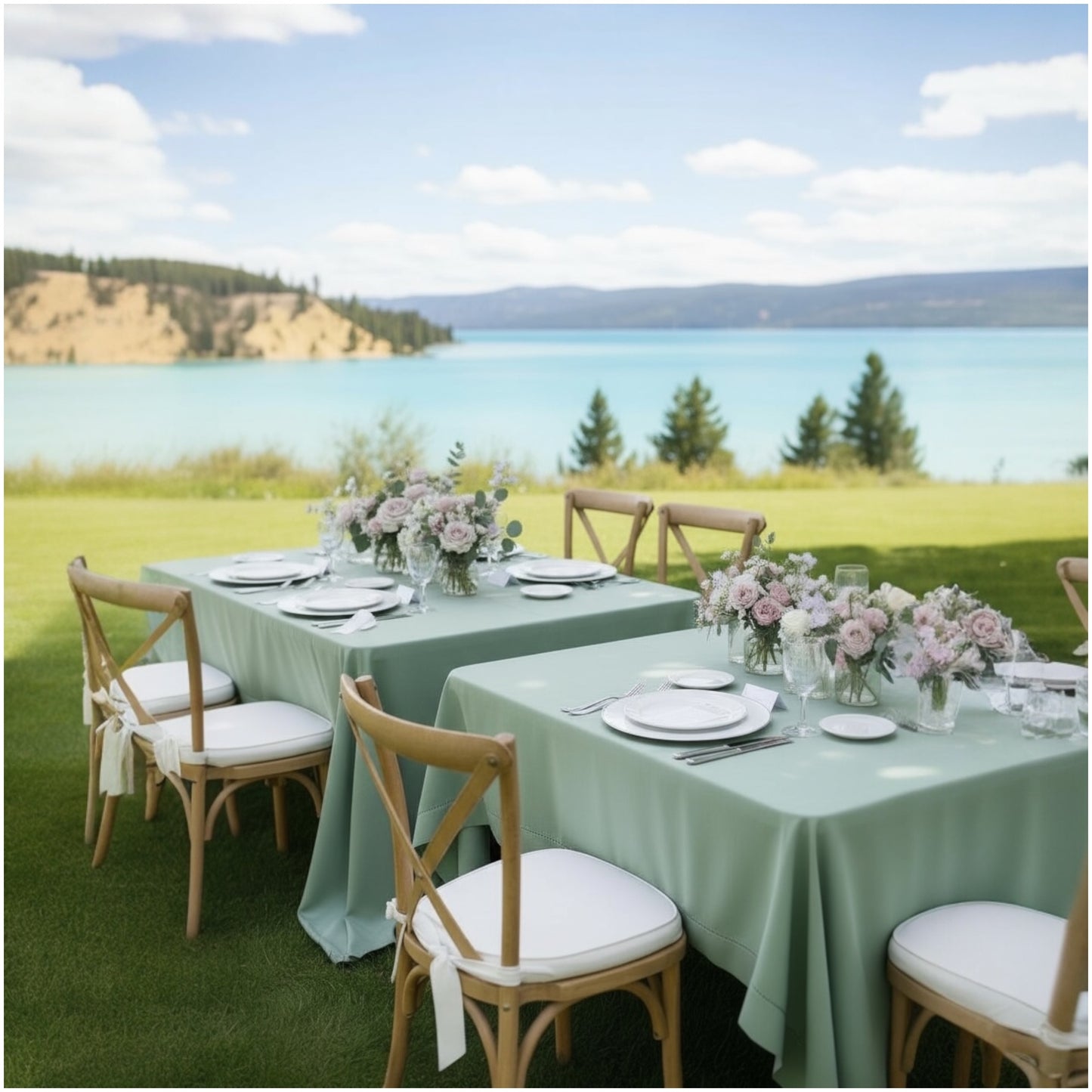 Elegant Sage Green Tablecloth - Perfect for Dining, Weddings & Decor