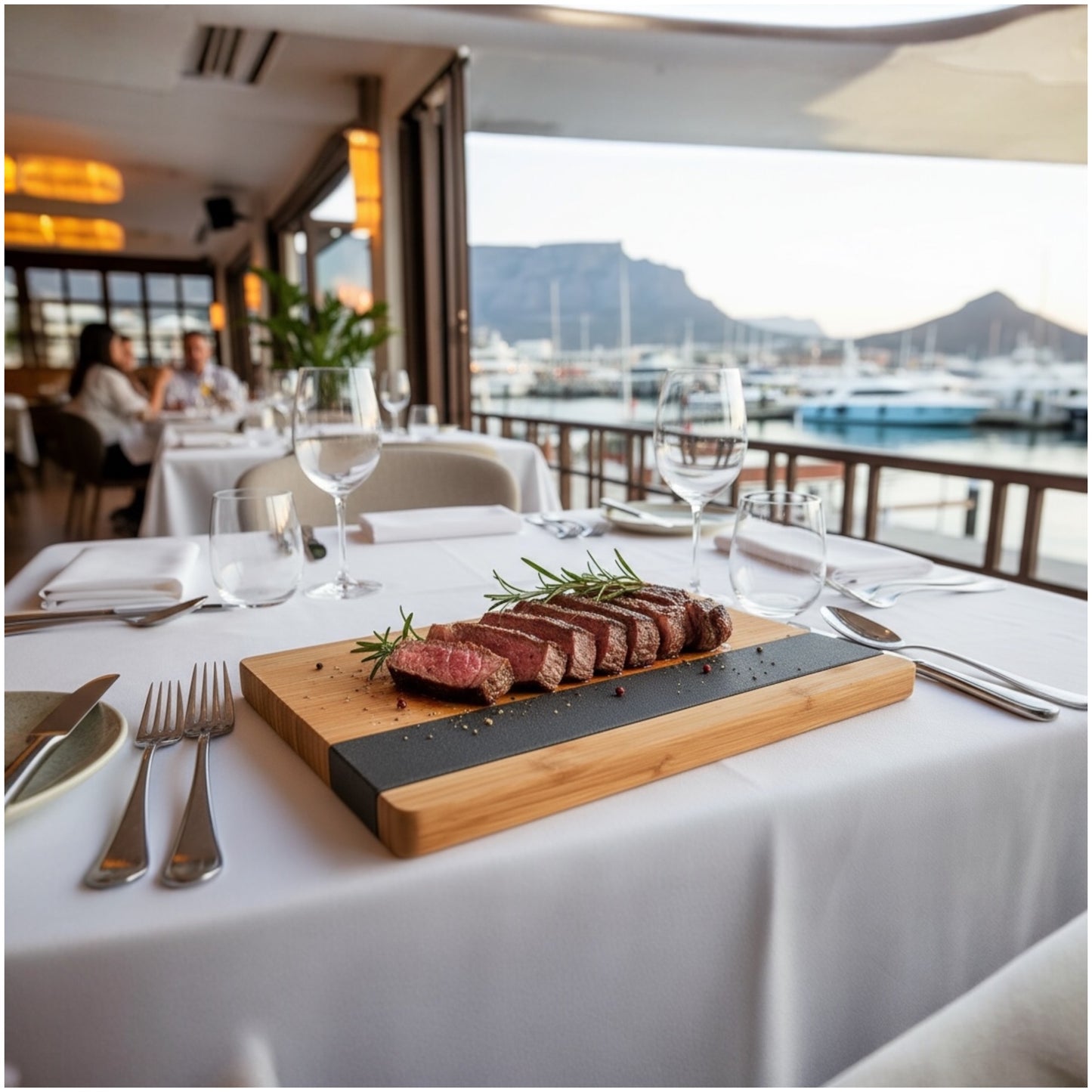 Bamboo and Slate Serving Board - Modern Charcuterie and Cheese Platter