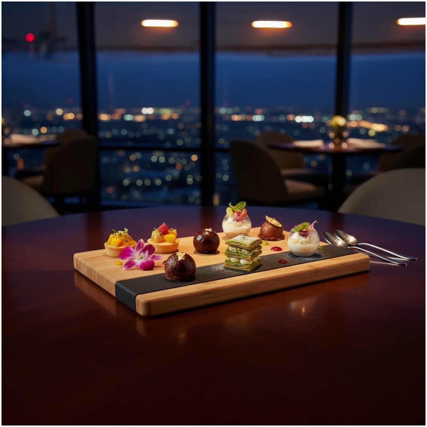 Bamboo and Slate Serving Board - Modern Charcuterie and Cheese Platter