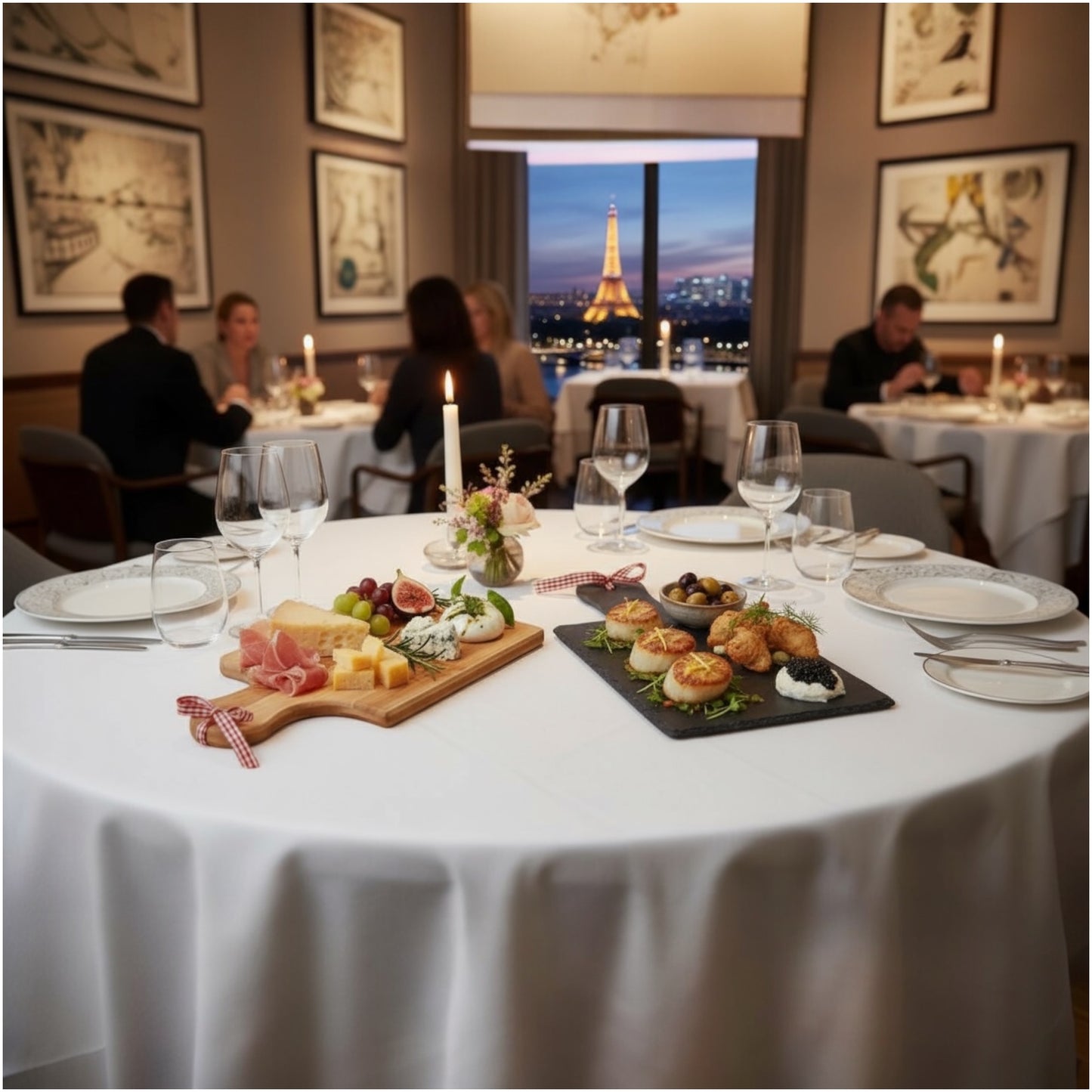 Two-Tone Bamboo & Stoneware Serving Boards - Set of 2