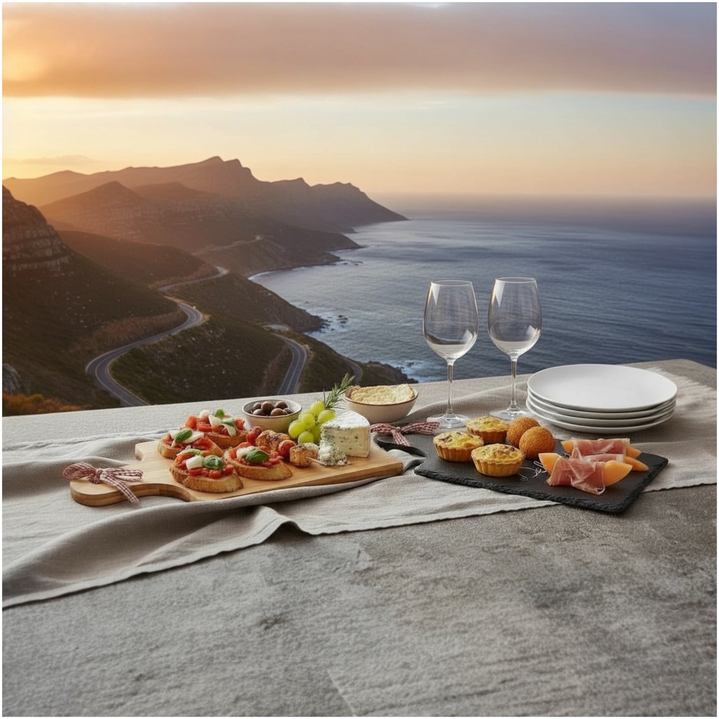 Two-Tone Bamboo & Stoneware Serving Boards - Set of 2