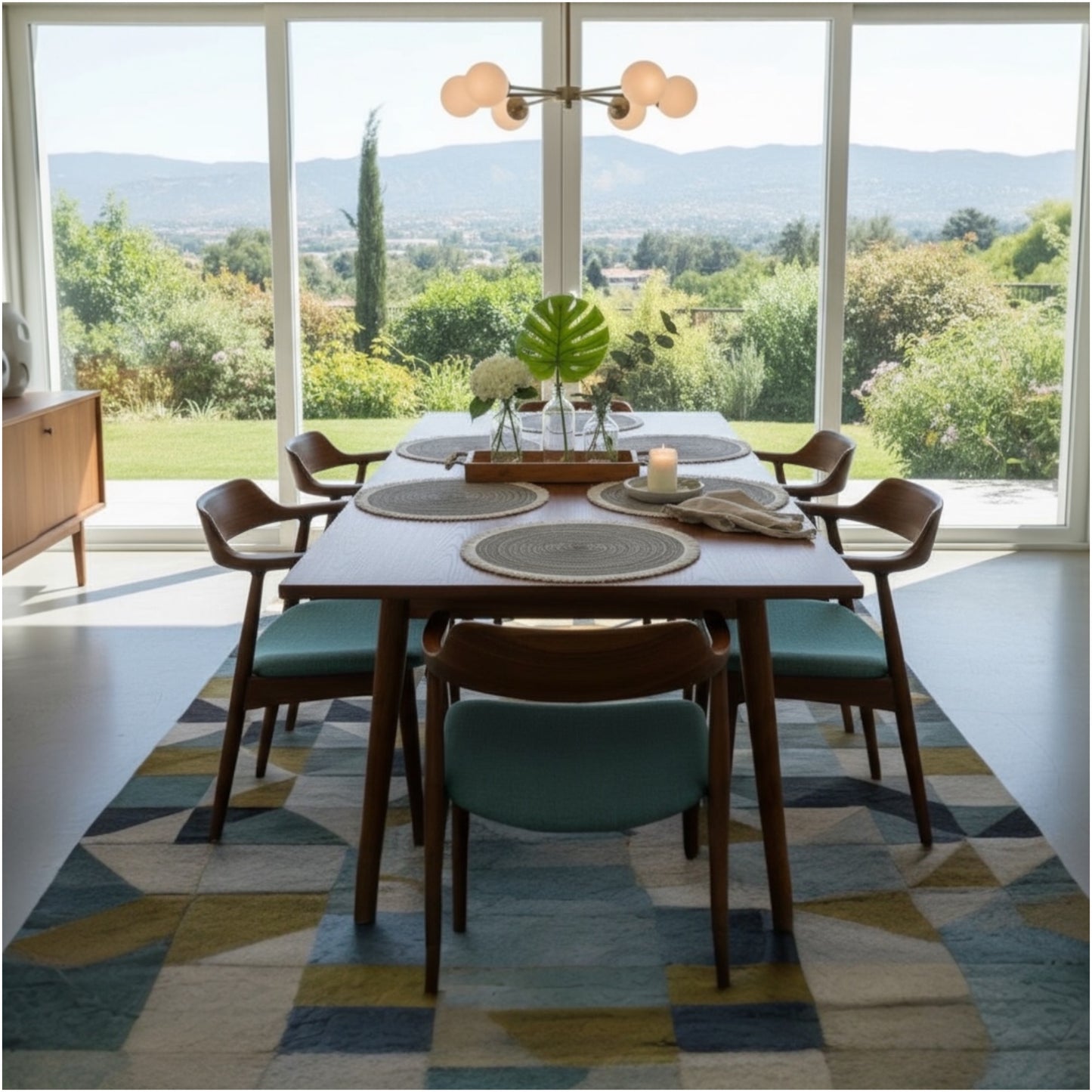Stylish Set of Four Round Woven look Placemats–Natural Fibre Fringe Design