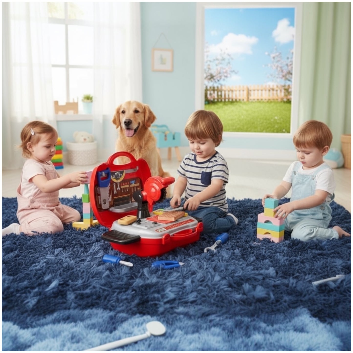 Toy 19-Piece Kids Tool Box Play Set – Portable Builder Kit with Carry Case | Ages 3+