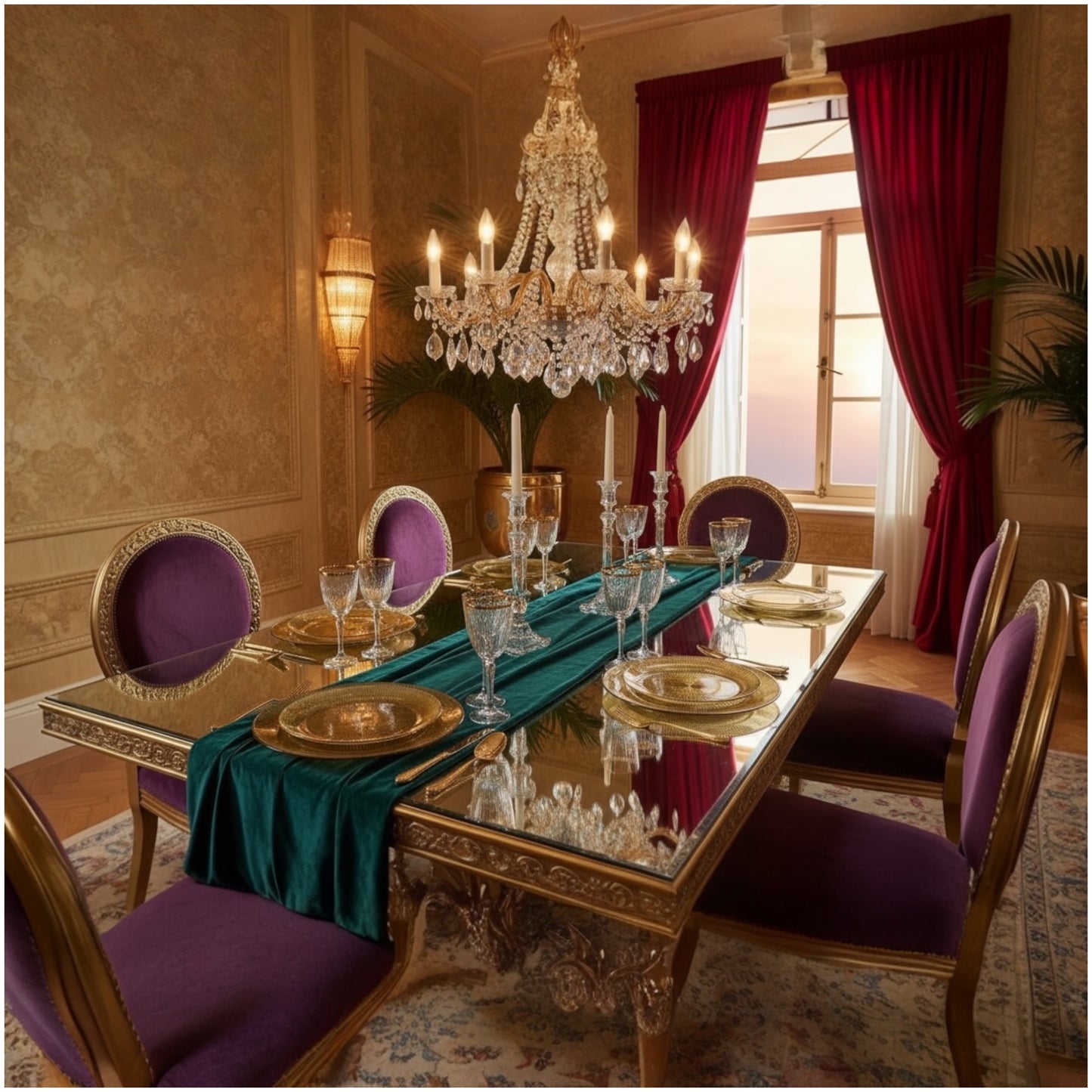 Luxury Shimmer Gold Glass Dinner Plates – 27 cm & 33 cm Set | Elegant Textured Finish for Modern Dining & Entertaining