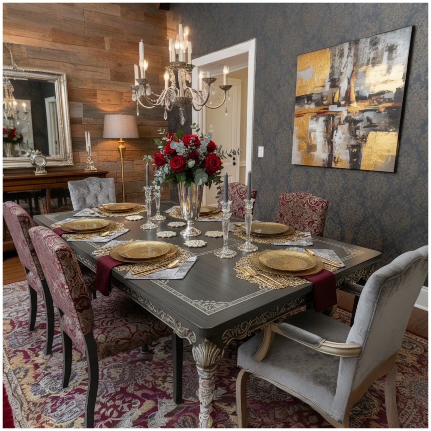 Luxury Shimmer Gold Glass Dinner Plates – 27 cm & 33 cm Set | Elegant Textured Finish for Modern Dining & Entertaining