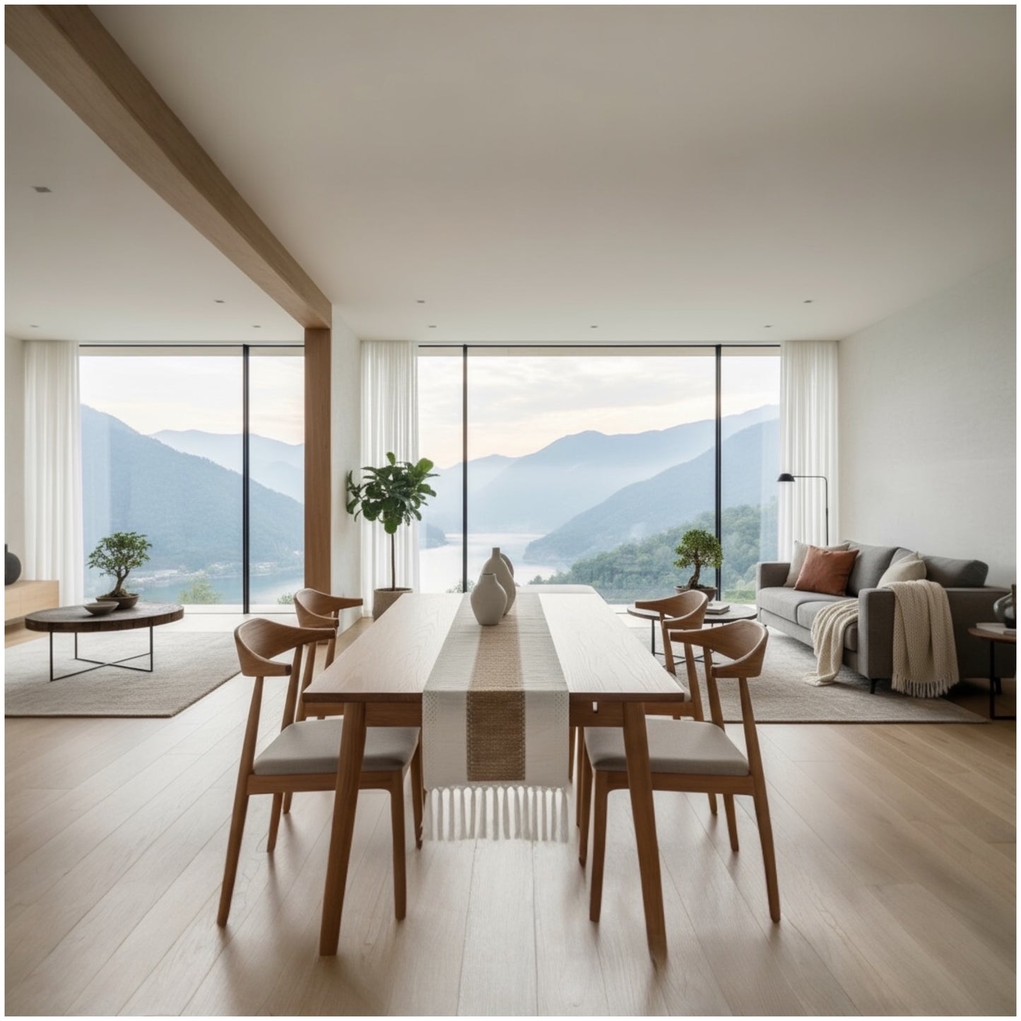 Handcrafted Boho Macramé Table Runner – Natural Cotton, Cream & Brown