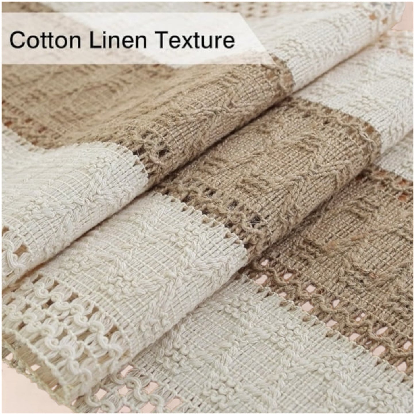 Handcrafted Boho Macramé Table Runner – Natural Cotton, Cream & Brown