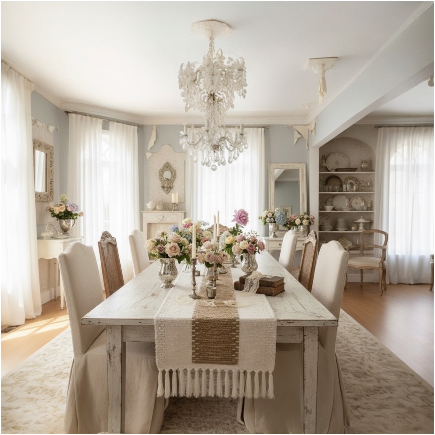 Handcrafted Boho Macramé Table Runner – Natural Cotton, Cream & Brown