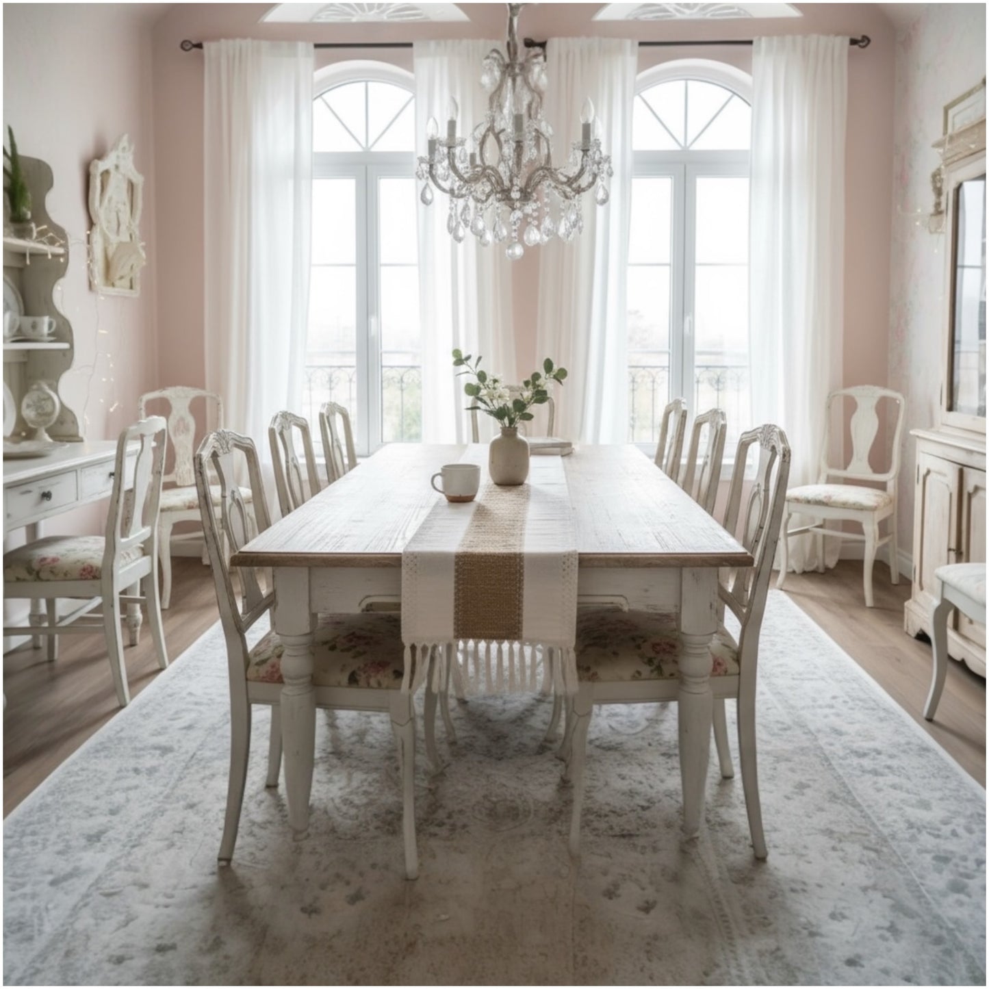 Handcrafted Boho Macramé Table Runner – Natural Cotton, Cream & Brown