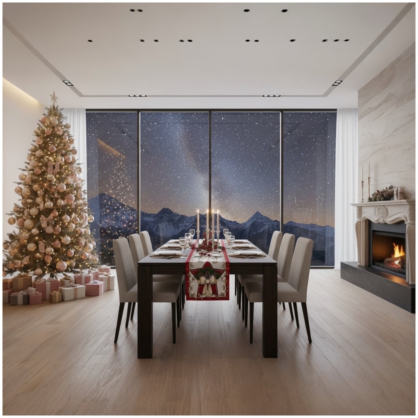 Beautiful Festive Red, Green  & Cream Christmas Table Runner – 30 × 180 cm