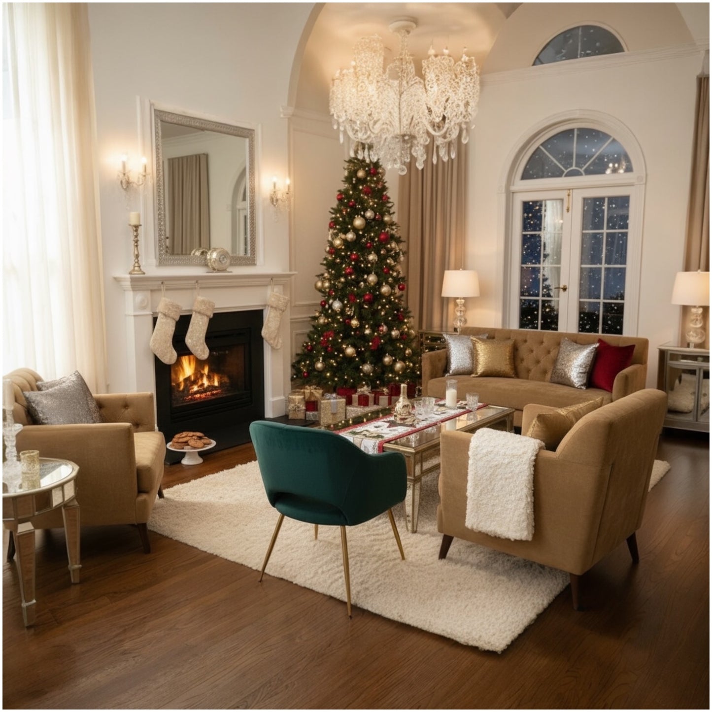 Beautiful Festive Red, Green  & Cream Christmas Table Runner – 30 × 180 cm