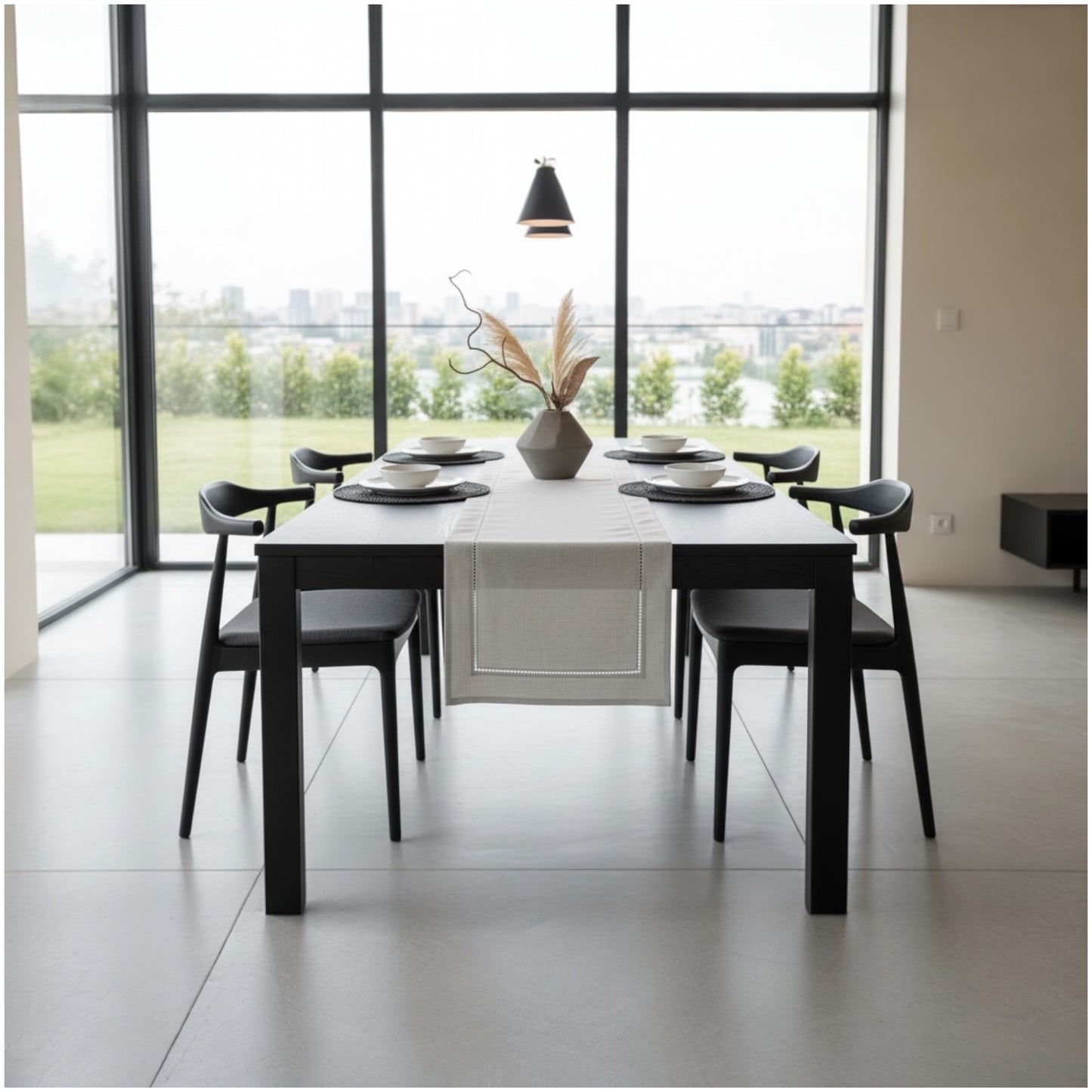 Luxury Linen-Blend Table Runner – 40 × 180 cm (Neutral Beige & stone Finish)