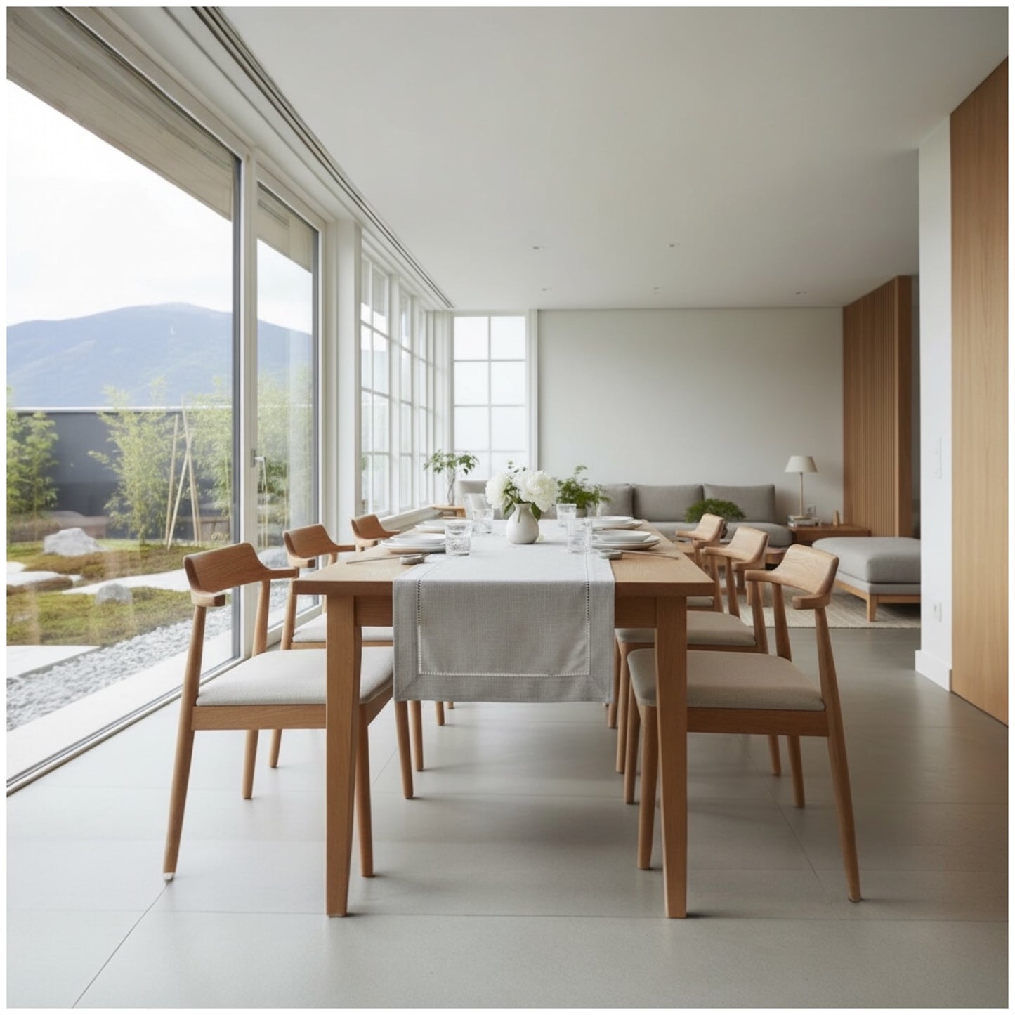 Luxury Linen-Blend Table Runner – 40 × 180 cm (Neutral Beige & stone Finish)