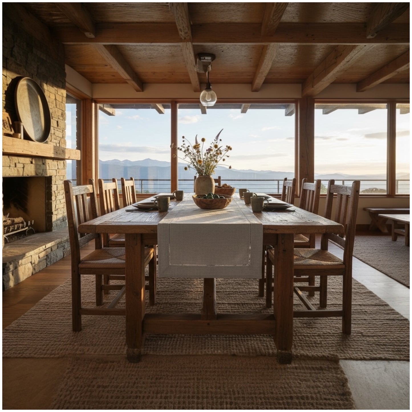 Luxury Linen-Blend Table Runner – 40 × 180 cm (Neutral Beige & stone Finish)