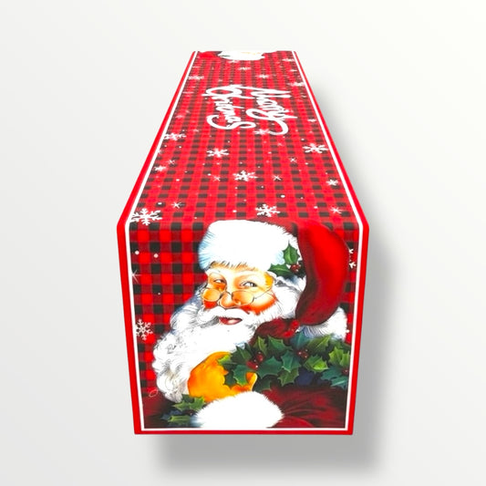 Beautiful Festive Santa Red Plaid Christmas Table Runner – 30 × 180 cm