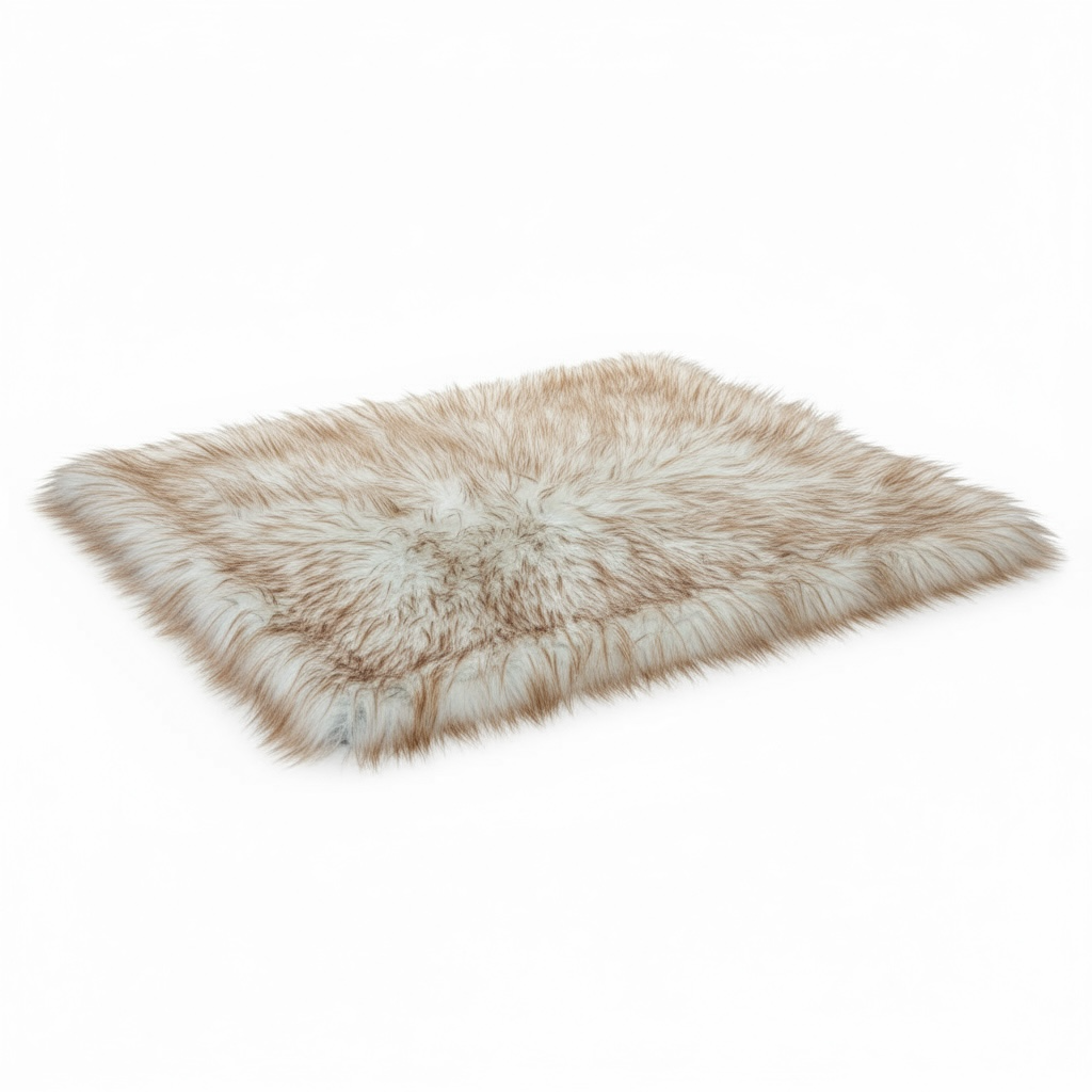 Ultra-Fluffy Faux Fur Rug– Ivory with Caramel Tips (120 × 180cm, 7 cm Pile)