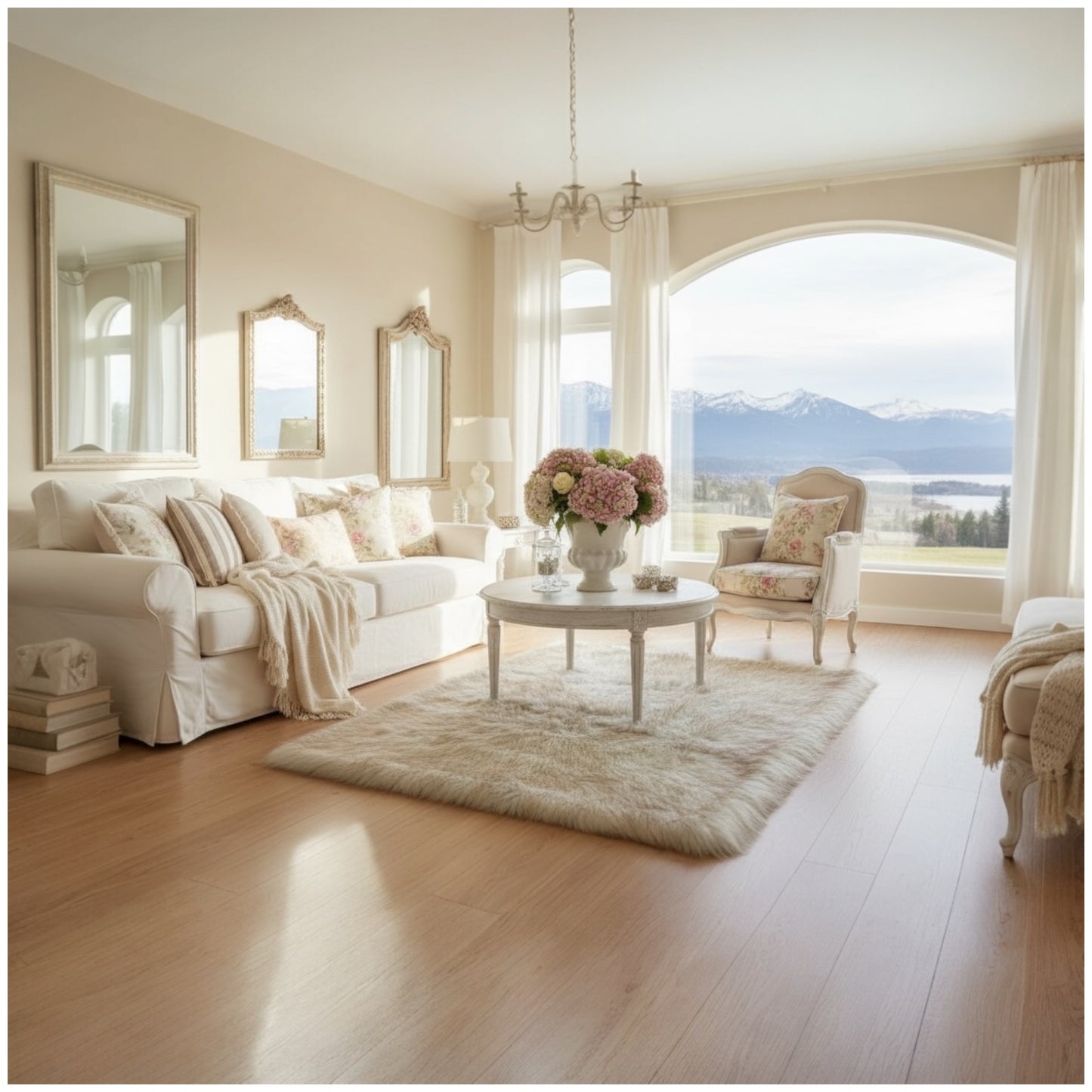 Ultra-Fluffy Faux Fur Rug– Ivory with Caramel Tips (120 × 180cm, 7 cm Pile)