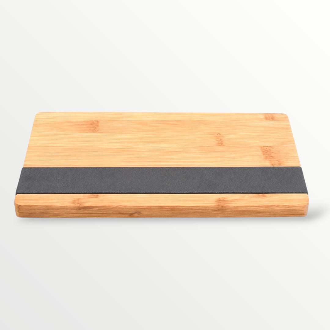 Bamboo and Slate Serving Board - Modern Charcuterie and Cheese Platter