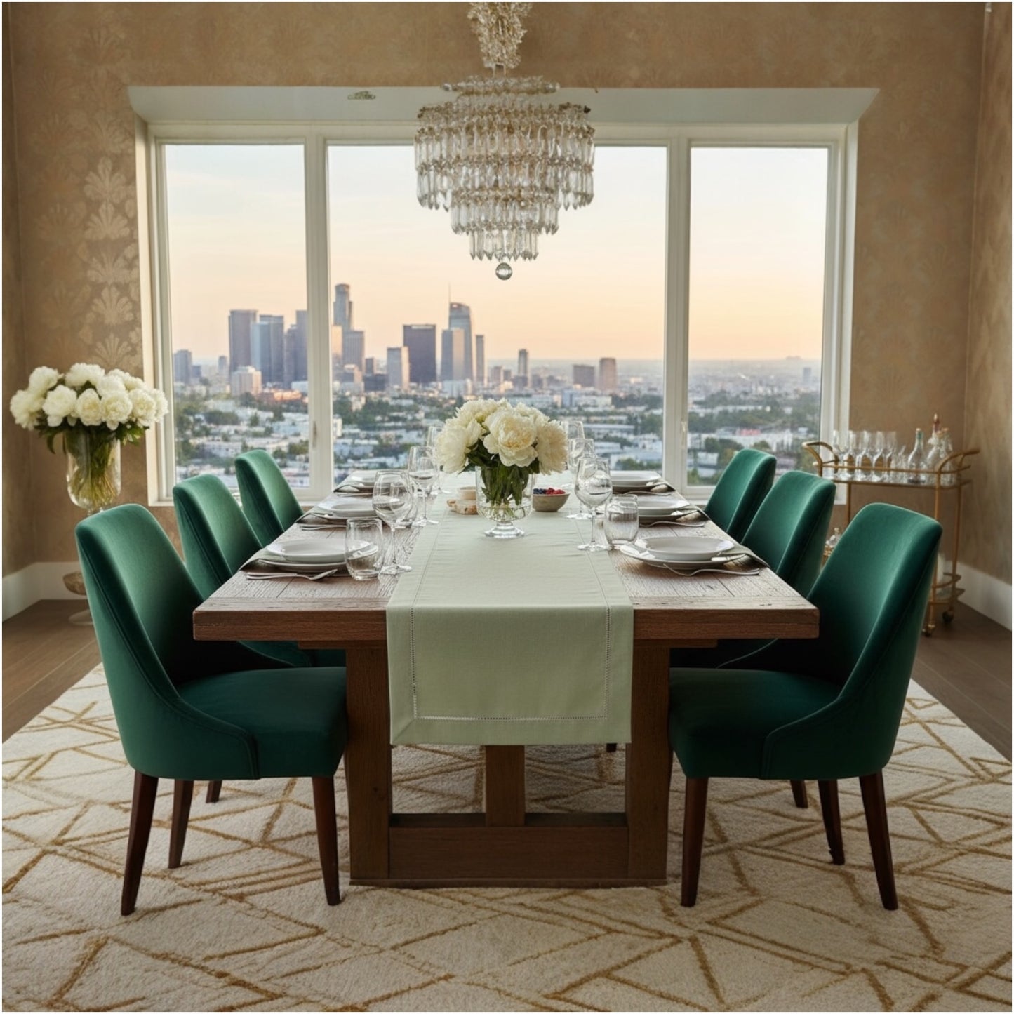 Elegant Sage Linen-Look Table Runner – 40 × 180 cm