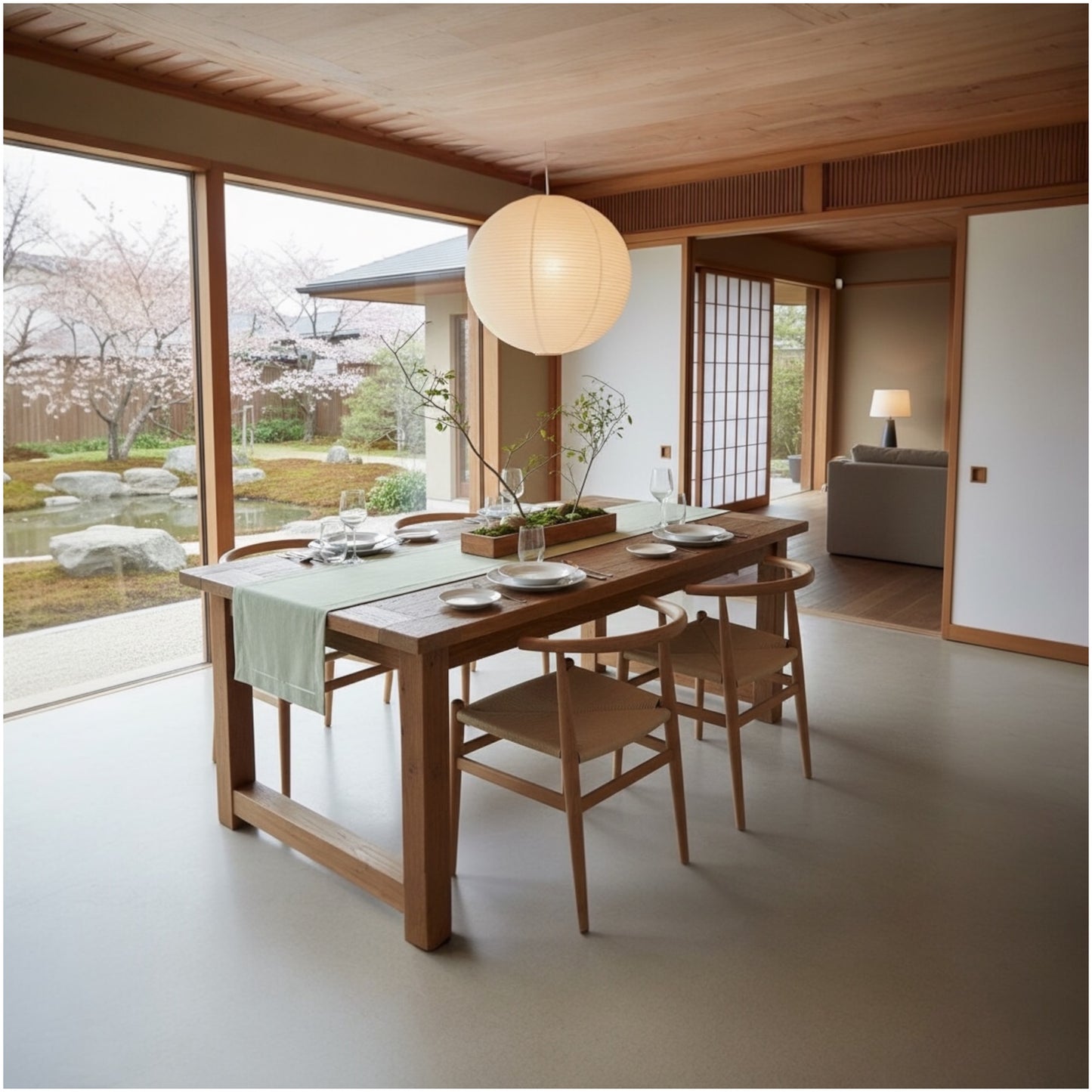 Elegant Sage Linen-Look Table Runner – 40 × 180 cm