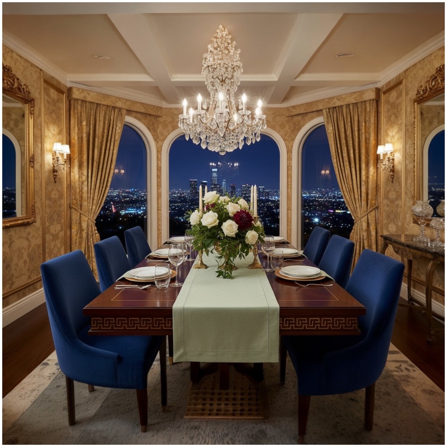 Elegant Sage Linen-Look Table Runner – 40 × 180 cm