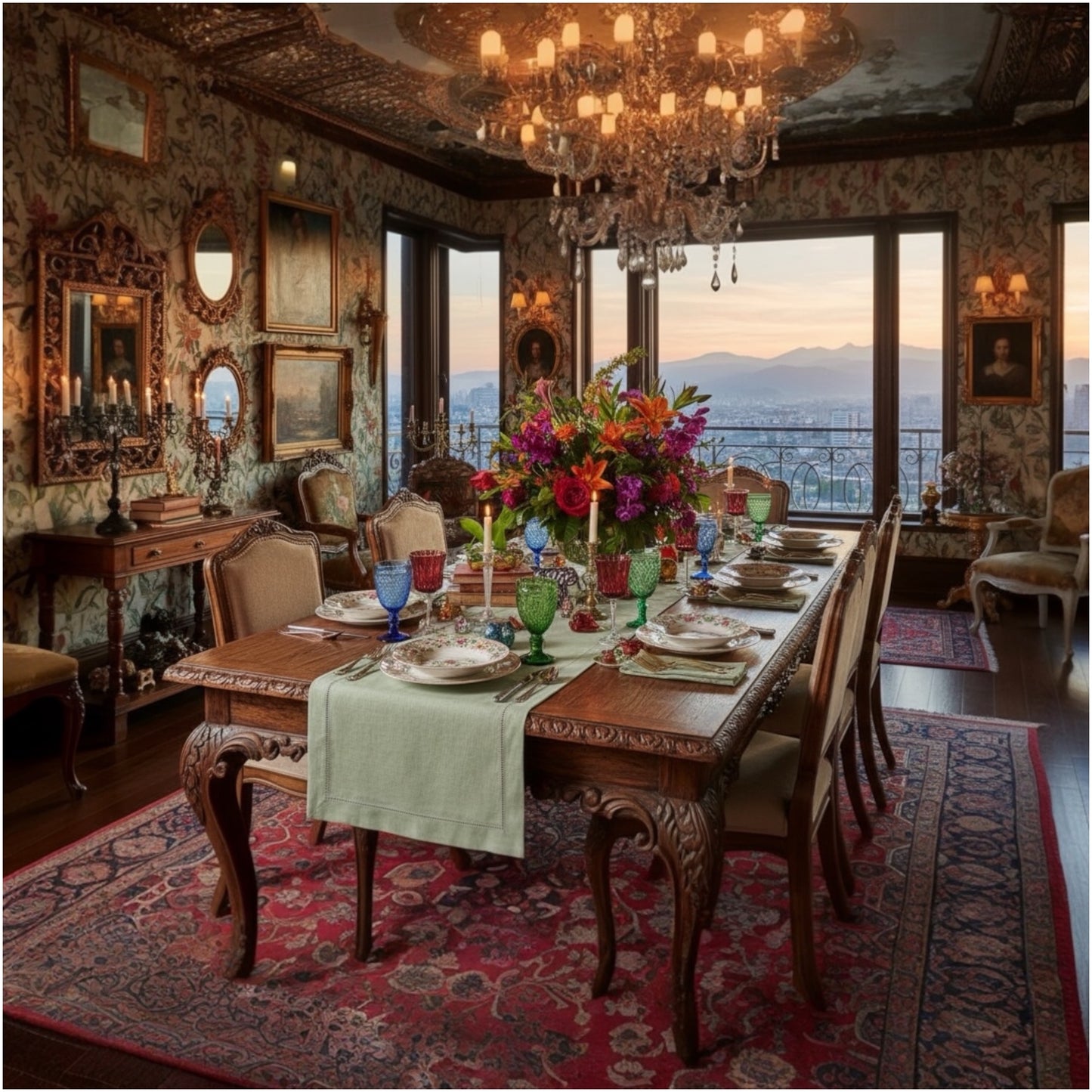 Elegant Sage Linen-Look Table Runner – 40 × 180 cm