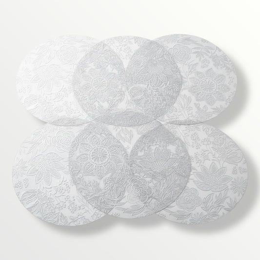 Elegant Crystal-Etched Round Placemats - Set Of 6