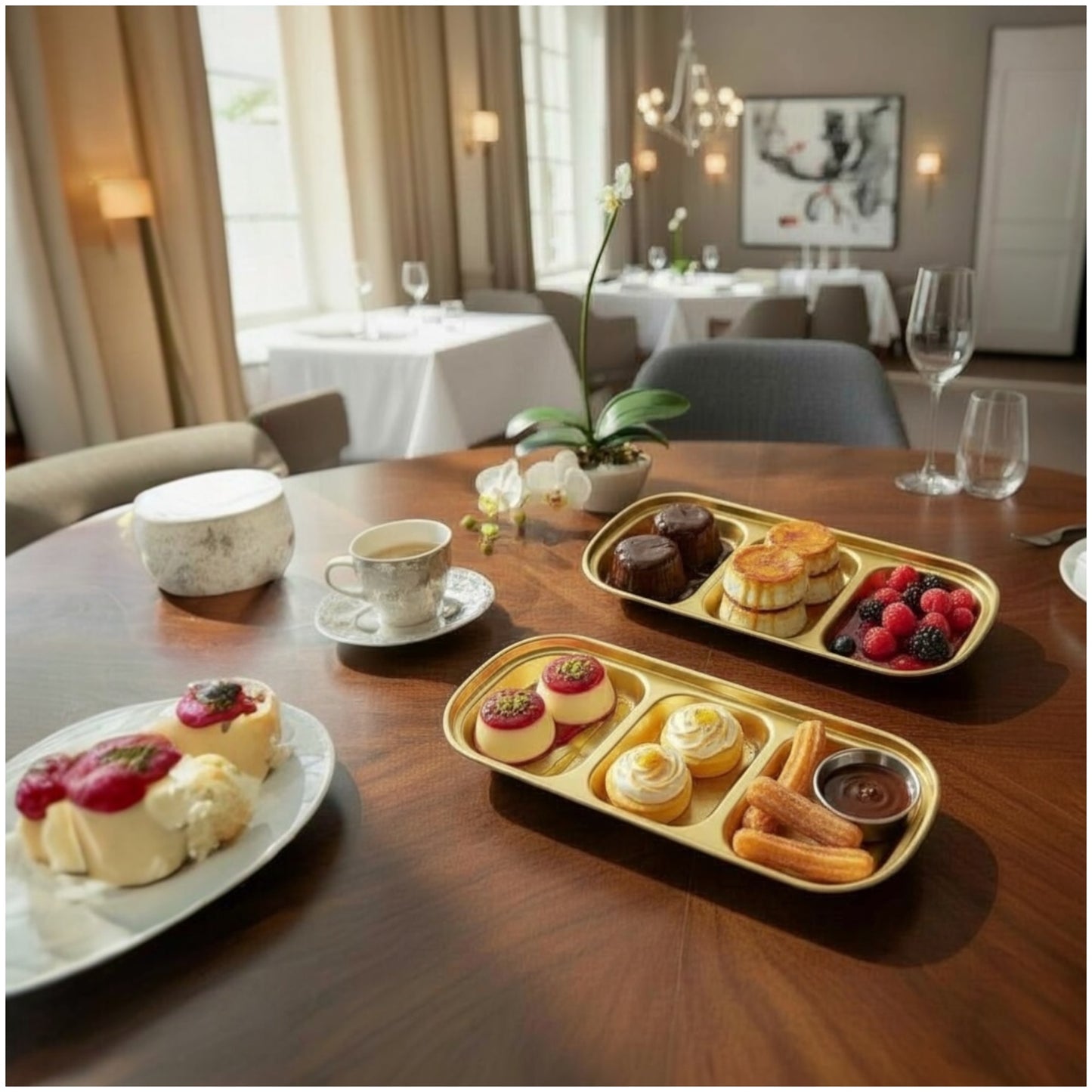 Elegant Gold Stainless Steel Sauce & Multi-Use Trays – Set of 2