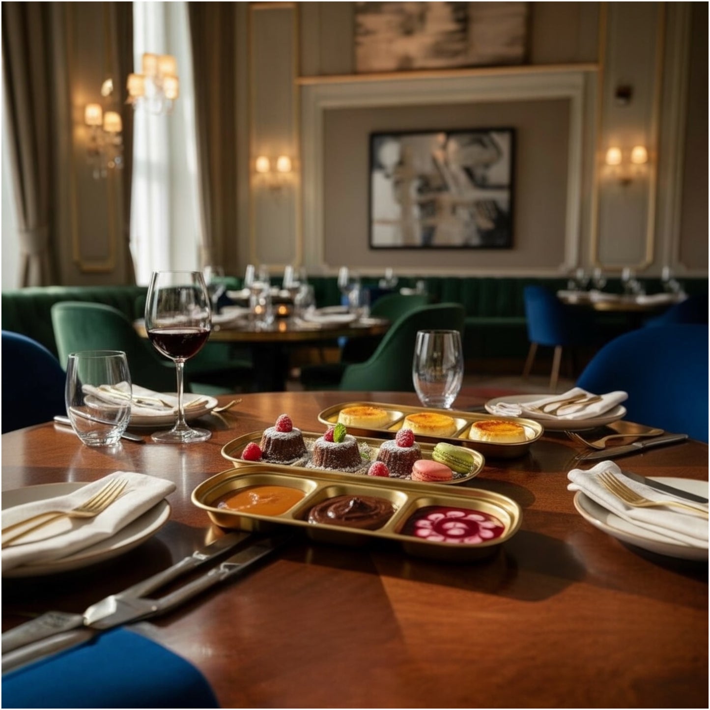 Elegant Gold Stainless Steel Sauce & Multi-Use Trays – Set of 2