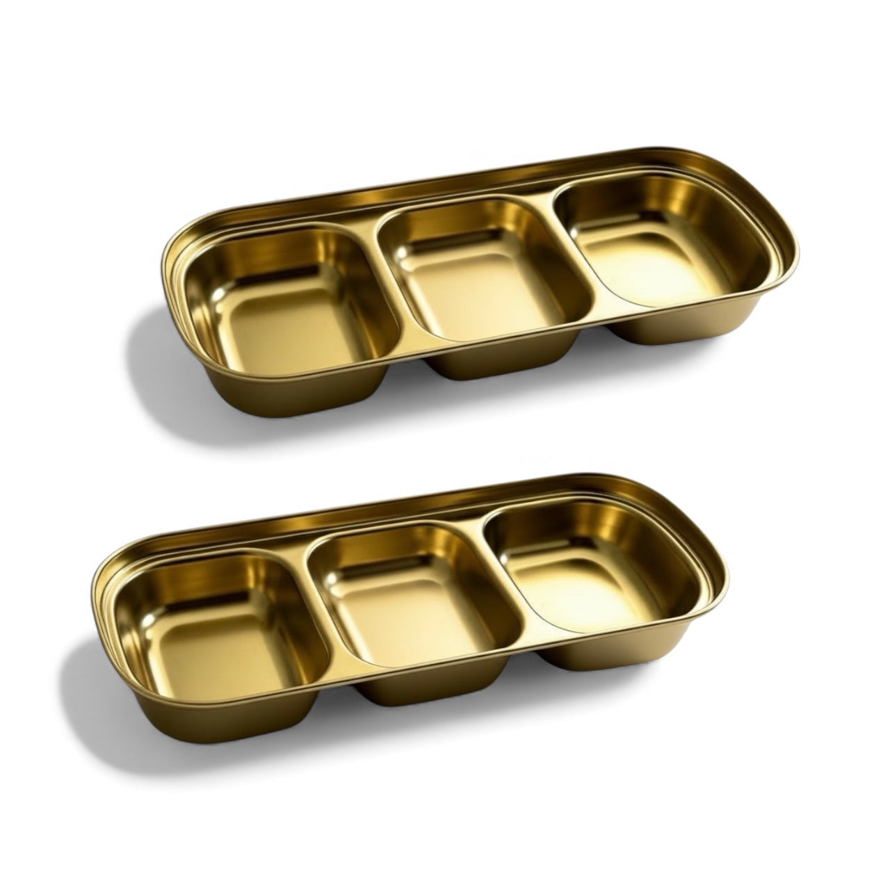 Elegant Gold Stainless Steel Sauce & Multi-Use Trays – Set of 2